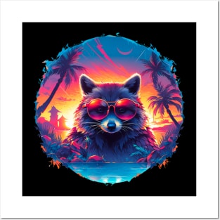 Raccoon in sunglasses Posters and Art